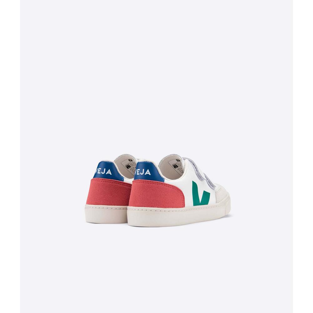 White/Red Kids' Veja V-12 LEATHER Sneakers | AU 883FDN